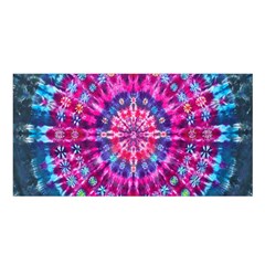 Red Blue Tie Dye Kaleidoscope Opaque Color Circle Satin Shawl