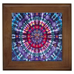 Red Purple Tie Dye Kaleidoscope Opaque Color Framed Tiles