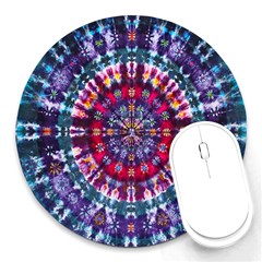 Red Purple Tie Dye Kaleidoscope Opaque Color Round Mousepads by Mariart