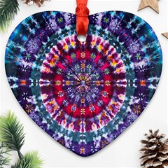 Red Purple Tie Dye Kaleidoscope Opaque Color Ornament (heart)