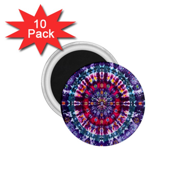 Red Purple Tie Dye Kaleidoscope Opaque Color 1.75  Magnets (10 pack) 