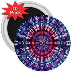 Red Purple Tie Dye Kaleidoscope Opaque Color 3  Magnets (10 Pack)  by Mariart