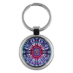 Red Purple Tie Dye Kaleidoscope Opaque Color Key Chains (round) 