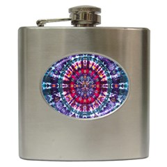 Red Purple Tie Dye Kaleidoscope Opaque Color Hip Flask (6 Oz) by Mariart