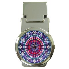 Red Purple Tie Dye Kaleidoscope Opaque Color Money Clip Watches