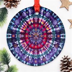 Red Purple Tie Dye Kaleidoscope Opaque Color Round Ornament (two Sides)