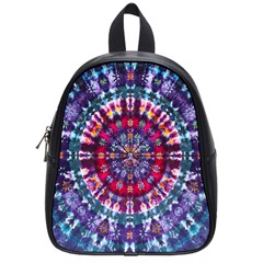 Red Purple Tie Dye Kaleidoscope Opaque Color School Bags (small) 