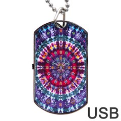 Red Purple Tie Dye Kaleidoscope Opaque Color Dog Tag Usb Flash (one Side) by Mariart