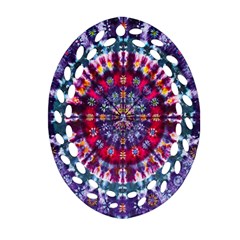 Red Purple Tie Dye Kaleidoscope Opaque Color Ornament (oval Filigree) by Mariart