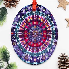 Red Purple Tie Dye Kaleidoscope Opaque Color Oval Filigree Ornament (two Sides)