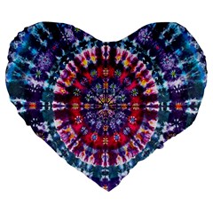 Red Purple Tie Dye Kaleidoscope Opaque Color Large 19  Premium Flano Heart Shape Cushions by Mariart