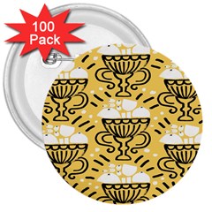 Trophy Beers Glass Drink 3  Buttons (100 Pack) 