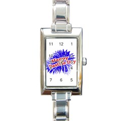 Happy Bastille Day Graphic Logo Rectangle Italian Charm Watch by dflcprints