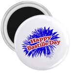 Happy Bastille Day Graphic Logo 3  Magnets Front