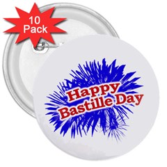 Happy Bastille Day Graphic Logo 3  Buttons (10 Pack)  by dflcprints