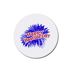 Happy Bastille Day Graphic Logo Rubber Round Coaster (4 Pack)  by dflcprints