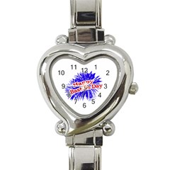 Happy Bastille Day Graphic Logo Heart Italian Charm Watch by dflcprints