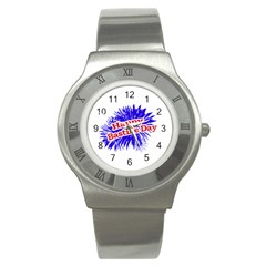 Happy Bastille Day Graphic Logo Stainless Steel Watch by dflcprints