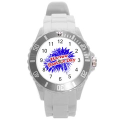 Happy Bastille Day Graphic Logo Round Plastic Sport Watch (l) by dflcprints