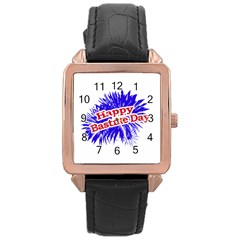 Happy Bastille Day Graphic Logo Rose Gold Leather Watch  by dflcprints