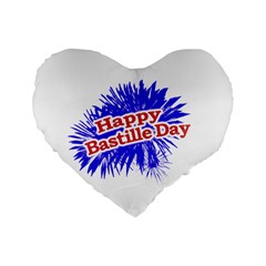 Happy Bastille Day Graphic Logo Standard 16  Premium Flano Heart Shape Cushions by dflcprints