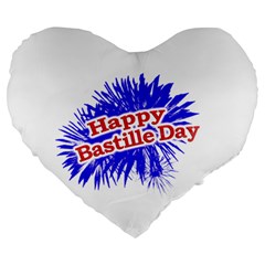 Happy Bastille Day Graphic Logo Large 19  Premium Flano Heart Shape Cushions by dflcprints