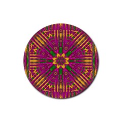 Feather Stars Mandala Pop Art Rubber Coaster (round)  by pepitasart