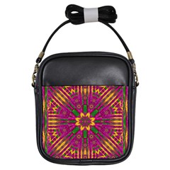 Feather Stars Mandala Pop Art Girls Sling Bags by pepitasart