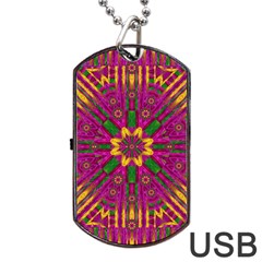 Feather Stars Mandala Pop Art Dog Tag Usb Flash (two Sides) by pepitasart