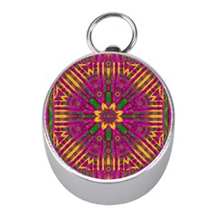 Feather Stars Mandala Pop Art Mini Silver Compasses by pepitasart