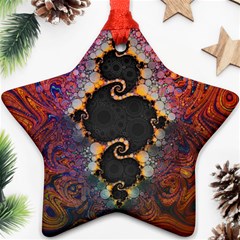 The Eye Of Julia, A Rainbow Fractal Paint Swirl Ornament (star) by jayaprime