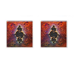 The Eye Of Julia, A Rainbow Fractal Paint Swirl Cufflinks (square) by jayaprime