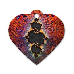 The Eye Of Julia, A Rainbow Fractal Paint Swirl Dog Tag Heart (two Sides) by jayaprime