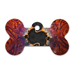 The Eye Of Julia, A Rainbow Fractal Paint Swirl Dog Tag Bone (two Sides) by jayaprime