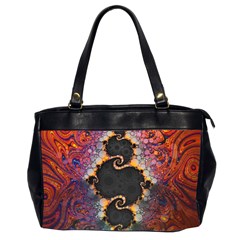 The Eye Of Julia, A Rainbow Fractal Paint Swirl Office Handbags (2 Sides)  by jayaprime