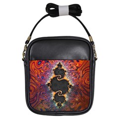 The Eye Of Julia, A Rainbow Fractal Paint Swirl Girls Sling Bags by jayaprime