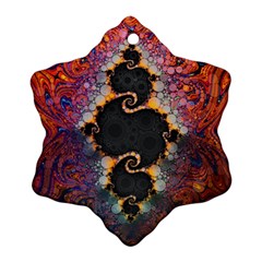 The Eye Of Julia, A Rainbow Fractal Paint Swirl Snowflake Ornament (two Sides) by jayaprime