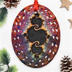 The Eye Of Julia, A Rainbow Fractal Paint Swirl Ornament (Oval Filigree) Front