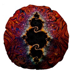 The Eye Of Julia, A Rainbow Fractal Paint Swirl Large 18  Premium Round Cushions by jayaprime