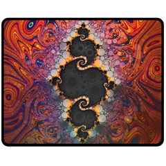 The Eye Of Julia, A Rainbow Fractal Paint Swirl Double Sided Fleece Blanket (medium)  by jayaprime