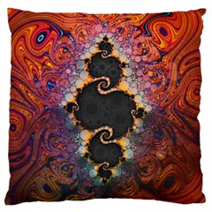 The Eye Of Julia, A Rainbow Fractal Paint Swirl Large Flano Cushion Case (one Side) by jayaprime