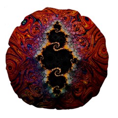 The Eye Of Julia, A Rainbow Fractal Paint Swirl Large 18  Premium Flano Round Cushions by jayaprime