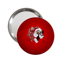 Funny Santa Claus  On Red Background 2 25  Handbag Mirrors by FantasyWorld7