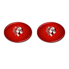 Funny Santa Claus  On Red Background Cufflinks (oval) by FantasyWorld7