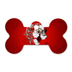 Funny Santa Claus  On Red Background Dog Tag Bone (one Side) by FantasyWorld7