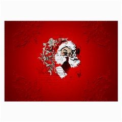 Funny Santa Claus  On Red Background Large Glasses Cloth (2-side) by FantasyWorld7