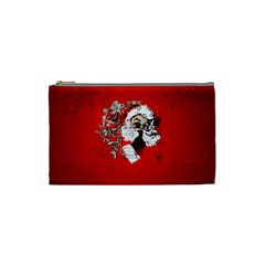 Funny Santa Claus  On Red Background Cosmetic Bag (small)  by FantasyWorld7