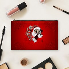 Funny Santa Claus  On Red Background Cosmetic Bag (medium)  by FantasyWorld7