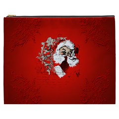 Funny Santa Claus  On Red Background Cosmetic Bag (xxxl)  by FantasyWorld7