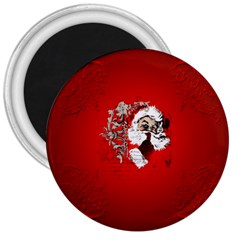 Funny Santa Claus  On Red Background 3  Magnets by FantasyWorld7